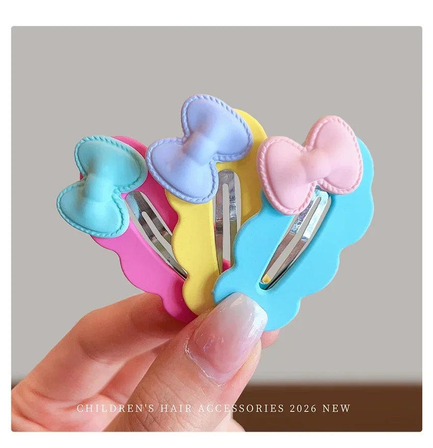 2026 New 5PCS/SET Korean Sweet Style Cute Bow Cloud Wave Hair Clips  No Hurt Hair BB Clips for Baby Girls Toddler Accessories