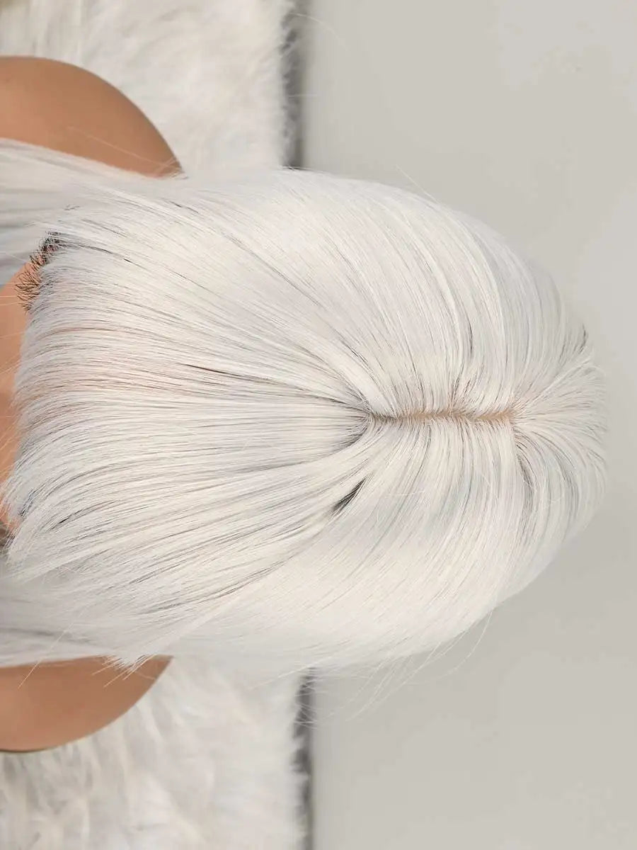 white Bob Wig with Bangs, Short white Wig for Women Straight Bob Wigs Heat Resistant Synthetic wig Mia Wallace Cleopatra Cospaly Daily Party Use