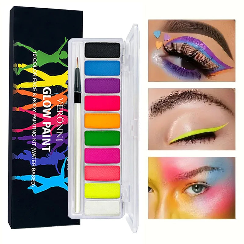 10 Colors Luminous Pigments, Luminous Neon Makeup Facial Painting,Suitable for Children and Adults for Halloween and Party