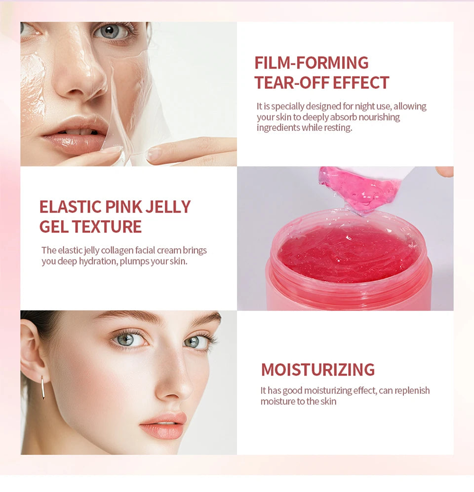 Peel Off Overnight Facial Mask Collagen Jelly Cream Night Wrapping Mask Sheet Mask Hydrating Moisturizing Facial Christmas Gift