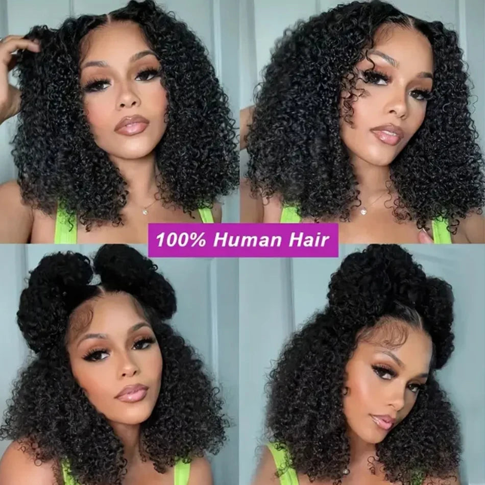 Glueless Kinky Curly Wig 13X6 Human Hair Ready To Wear Frontal Wigs Deep Curls Lace Closure Wig For Women Tissage Cheveux Humain