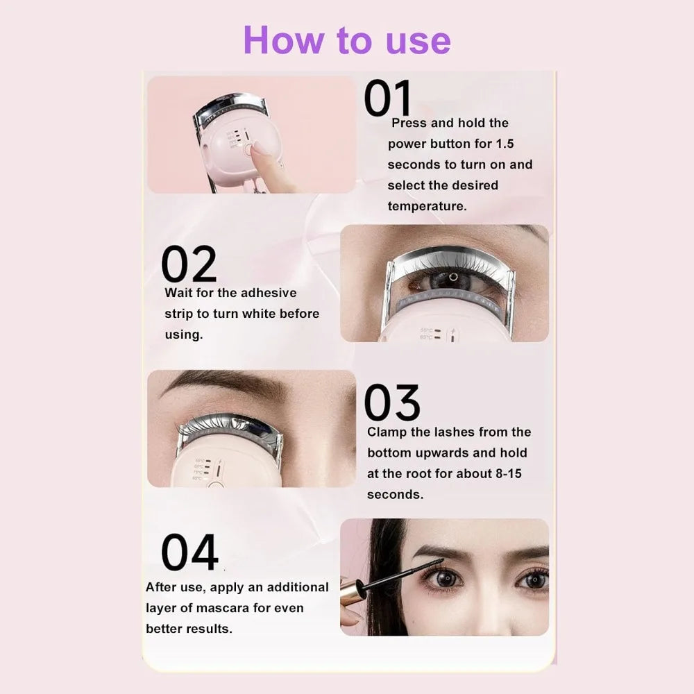 New Rechargeable Electric Eyelash Curler Portable Four-level Heated Eyelash Curler Long Lasting Lash Curler Makeup Tool