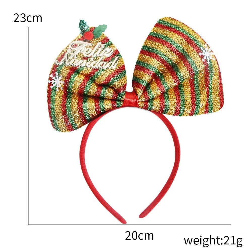 New Christmas Headband Sequins Bow Tie Hair Band Children's Hair Accessories Holiday Gift Dress Headwear Party Supplies