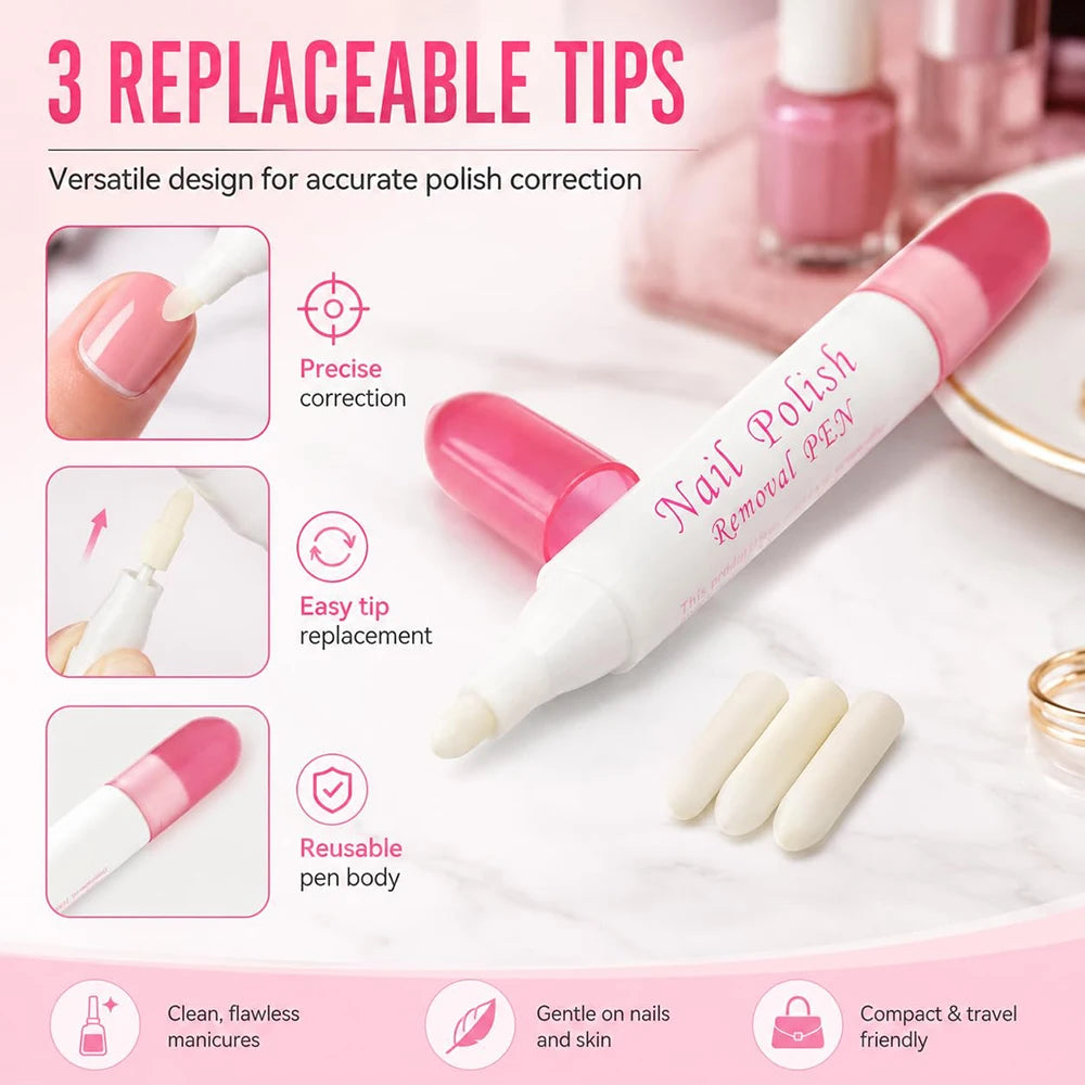 50Pcs Nail Polish Remover Pen With 3 Replaceable Tips Nail Polish Corrector Pen For Precision Cleaning Nail-Art Mistakes Cleanup