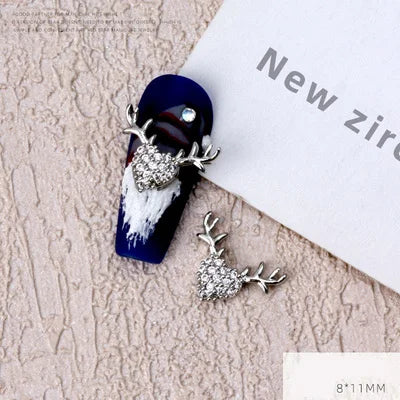5Pcs Nail Art Jewelry Christmas Zircon Alloy Diamond Snowflake Christmas Tree Elk Bells Super Flash Luxury Nail Accessories