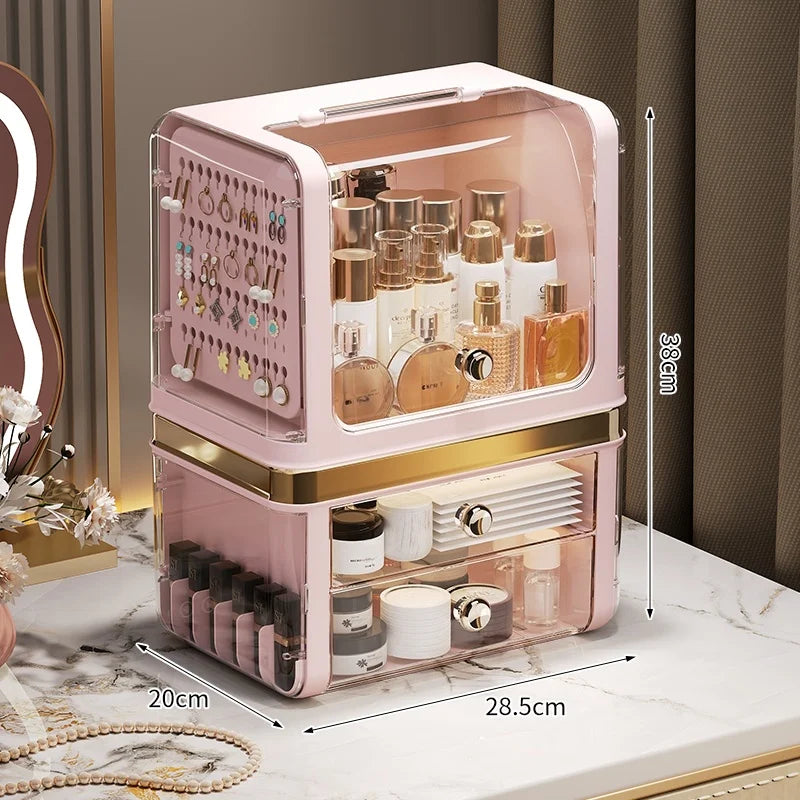 Storage box, cosmetics desktop, dust-proof, high-end drawer-type dressing table, lipstick and skin care products