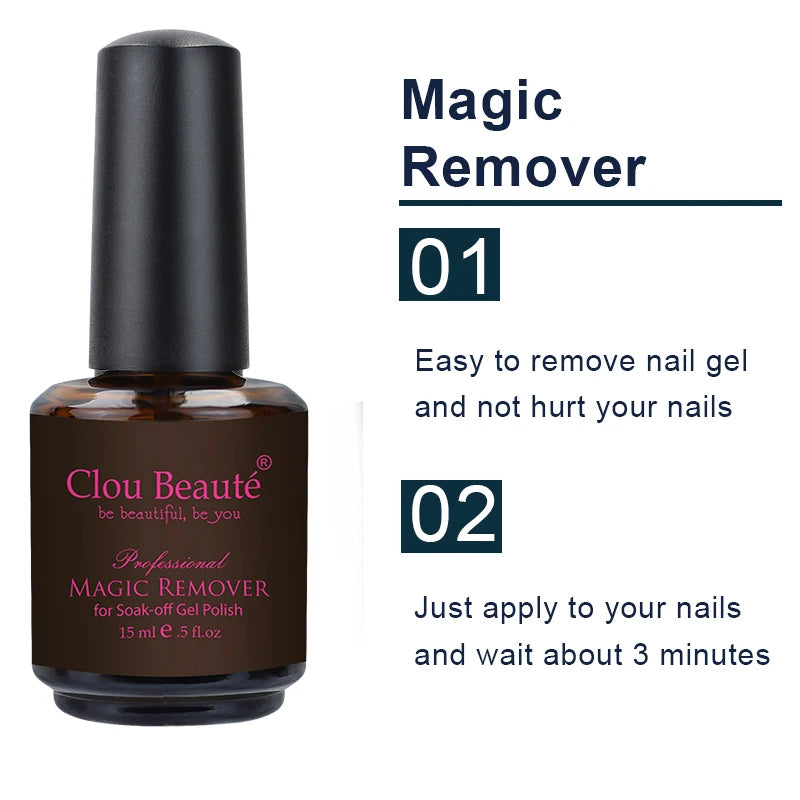 ClouBeaute Nail Gel Polish Remover Quick Easy Polish Magic Remover In 2-3 Minutes No Need Soaking Or Wrapping Nail Art 15ml