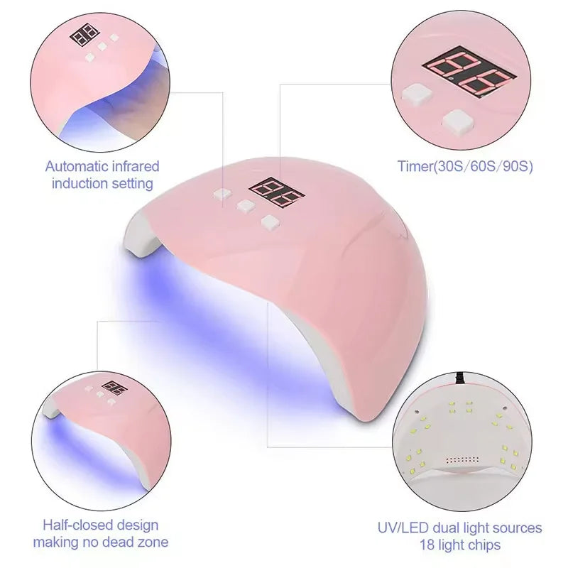 Hot Nail Dryer Machine Portable USB Cable Home Use Nail Lamp For Drying Curing Nails Varnish with 18pcs Beads UV LED Lamp