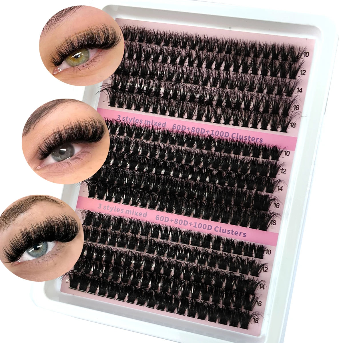New 15Rows Fluffy Cluster Lashes 60D-160D Natural Thick Eyelash Clusters D/CC/DD Individual Lashes DIY Eyelashes Extension