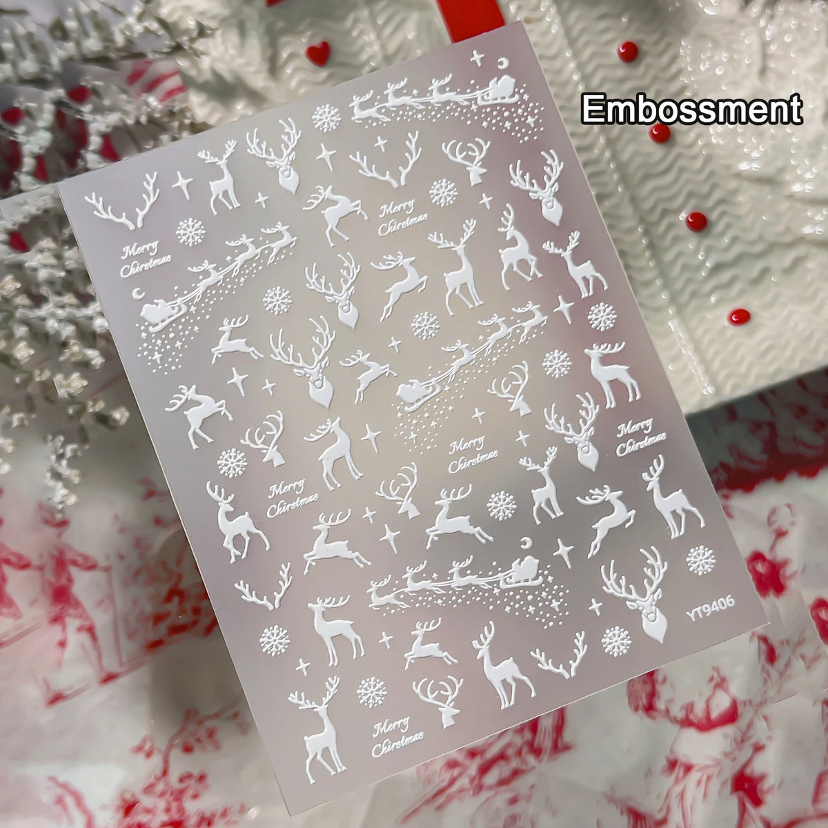 Christmas Wreath Snowman Xmas Tree Bowknot Snowflakes Gingerbread Man Bear Star Bell Apple Nail Art Charms Stickers Phone Decals