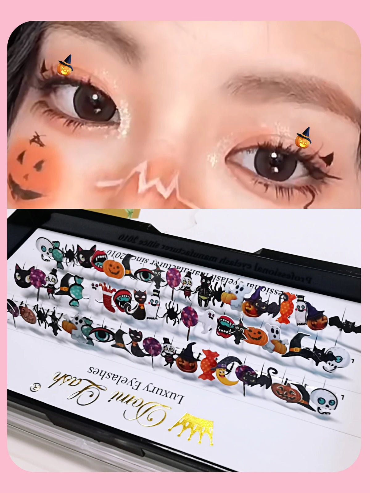 D Curl 60 Pcs 3D Halloween Cosplay Eyelash Extension New Fashion Christmas Glitter Soft Mink False Eyelash Individual Lashes