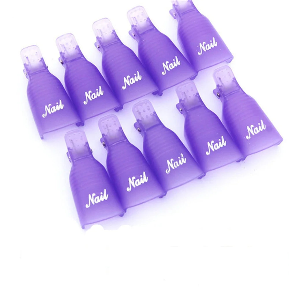 2.6OZ Acrylic Remover Liquid 10 Pieces Nail Polish Remover Caps Remover Clips for Nail Art Anti-Slip Plastic Clips