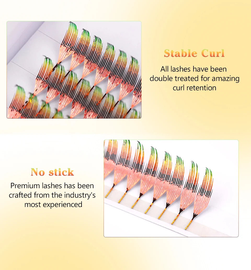 AGUUD Glitter Comic Spire Russian Volume Eyelash Extension Aurora Anime Feather Shape Premade Fan Lashes Christmas Makeup Cilia