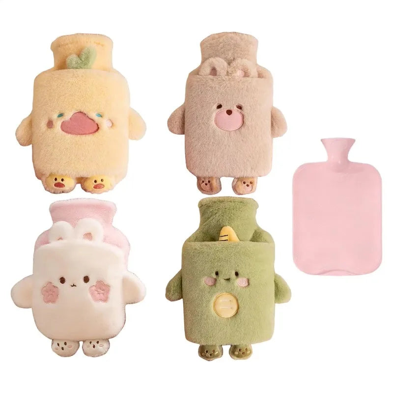 Water Injection Hot Water Bag Thickened Explosion-proof Hot Compress Warm Stomach Warm Water Bag Cute Plush Warm Water Treasure