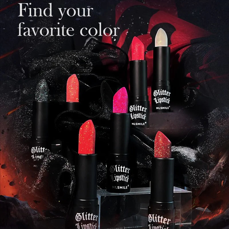 Multi-Color Non-Stick Cup Matte Lipstick for Women Flash Lasting Easy Application Diamond Shimmer Dark Halloween Look