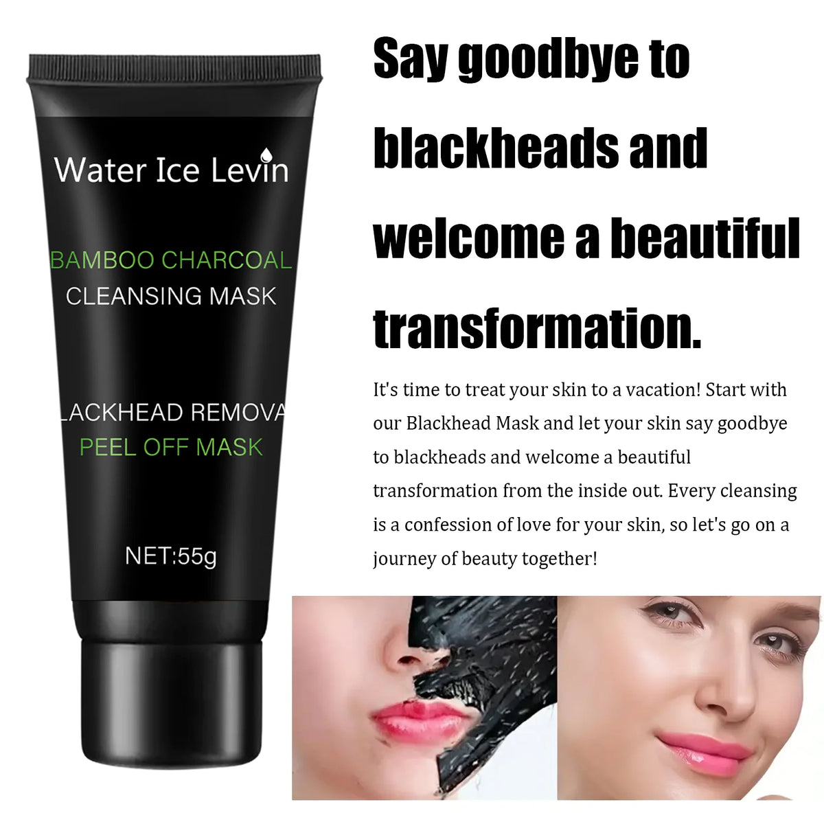 Bamboo Charcoal Cleansing Mask Blackhead Removal Deep Mask Deep Exfoliating Mask Treatment Black Mask