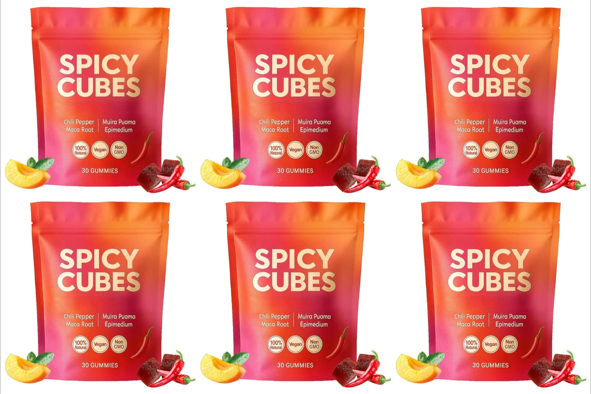 Spicy Cube Gummies for Him 30PCS Men Daily Wellness Supplement Calm Mood Support Natural Herbal Care for Energy & Vitality
