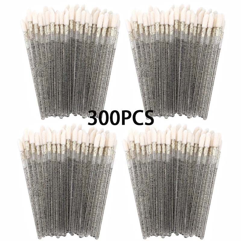 300/500PCS Crystal Lip Brushes Set Lipstick Gloss Wands Applicators For Eyelash Extension Makeup Brush Beauty