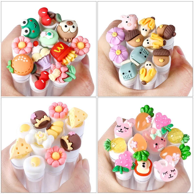 20Pcs DIY Christmas Eyelash Brush Tube Reusable Eyebrow Brush Dust-proof Lash Extension Supplies Stick Resin Decoration Handmade