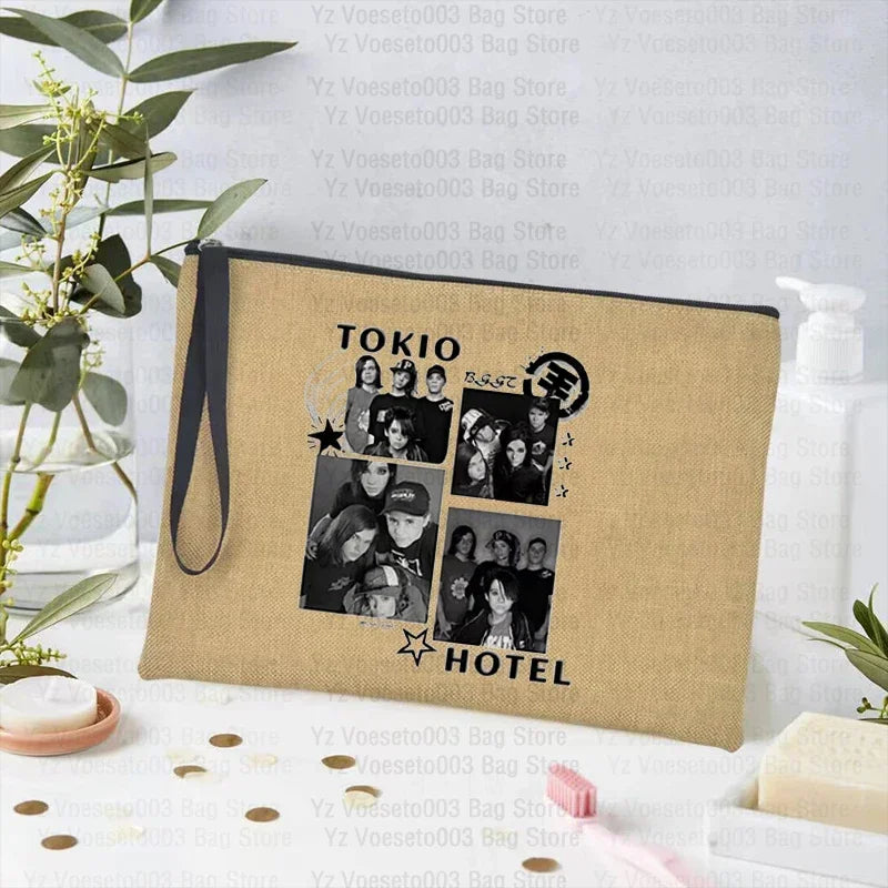 Tokio Hotel Canvas Makeup Cosmetic Party Lipstick Bags Travel Toiletry Pouch School Supplies Pencil Pouchs Teacher Gift Wash Bag