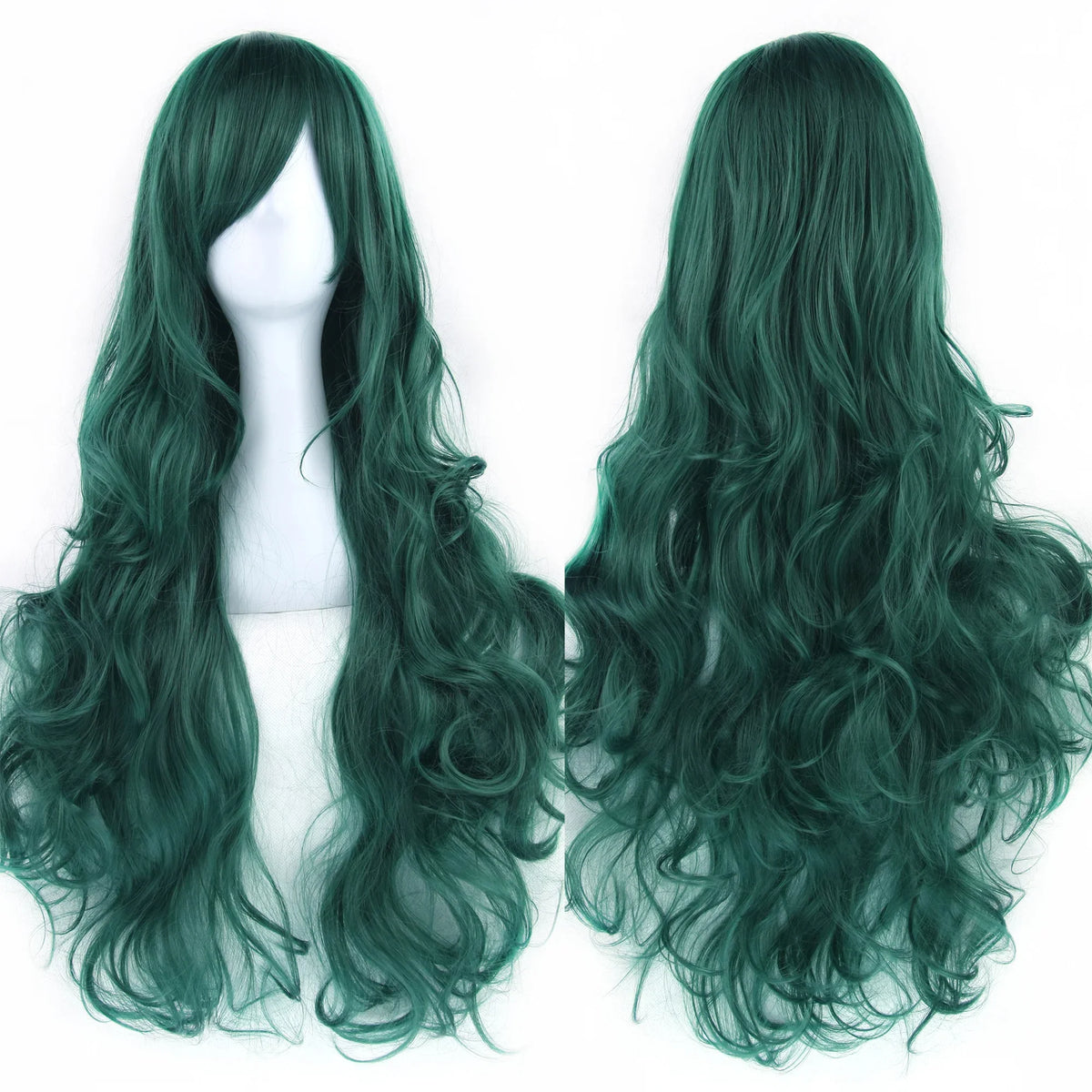 Soowee Curly Long Synthetic Hair Green Wig Hairpiece Pink Black Party Hair Cosplay Wigs for Women