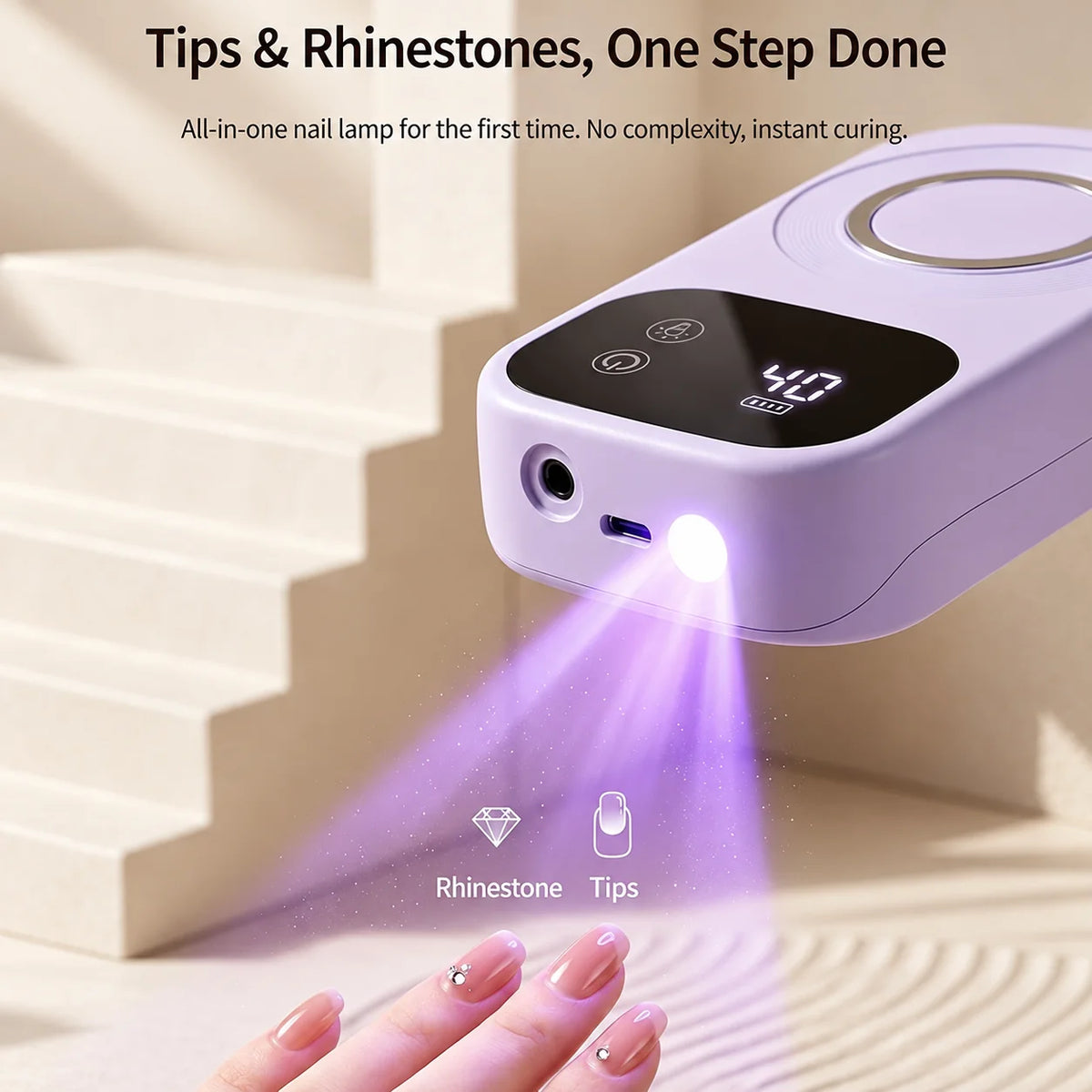 2-in-1 Rechargeable Nail Drill & Uv Led Lamp, 50-Speed Digital Portable E-File for Gel Acrylic Nails, Home Salon Christmas Gift