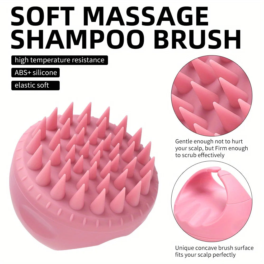 1 Gentle Silicone Scalp Massage Shampoo Brush - Anti-allergy Handheld Hair Shampoo Device，For Removing Dandruff，No Battery Requi