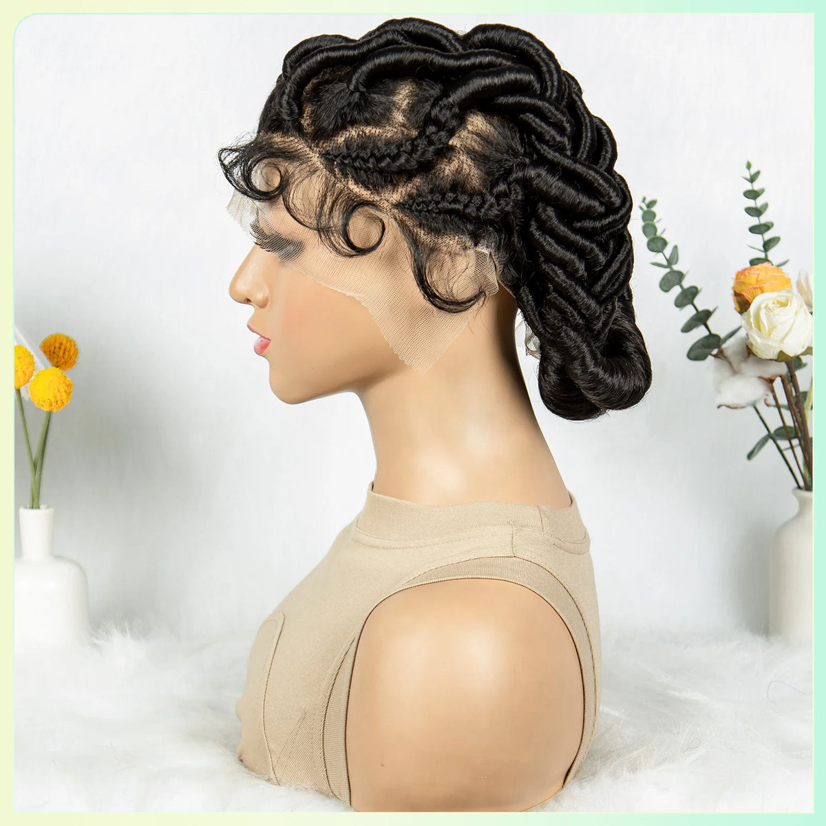 Full Lace Braided Wigs Crochet Twisted Wigs Synthetic Knotless Cornrow Transparent Lace Front Wigs for Black Women
