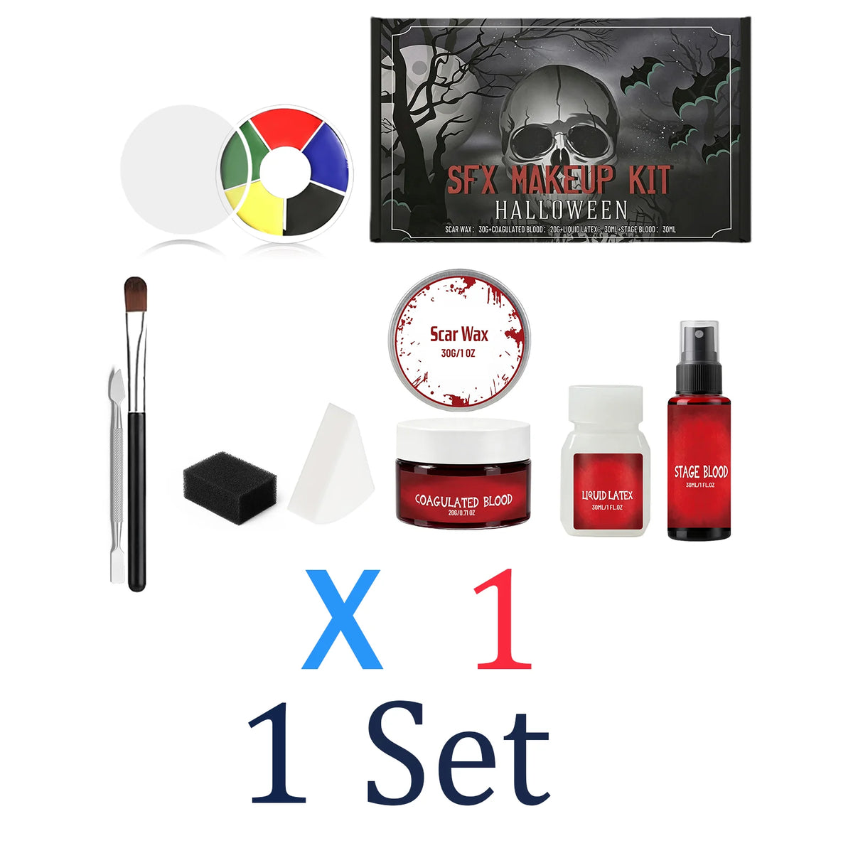 Halloween Makeup Kit 200g SFX Scar Wax Fake Blood Gel Set Safe Special Effects Wound Makeup Zombie Party Supplies For Women