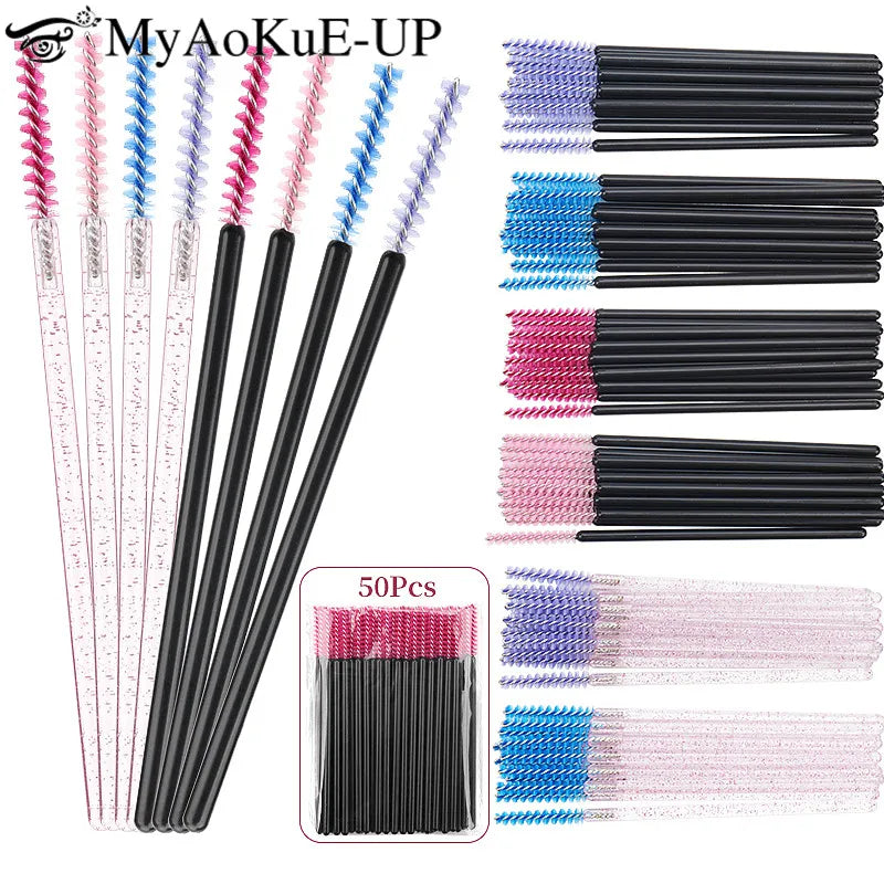 50pc Disposable Eyelash Makeup Brush Mascara Wands Micro Brushes Cosmetics Microbrush Eyebrow Applicator Lash Extension Supplies