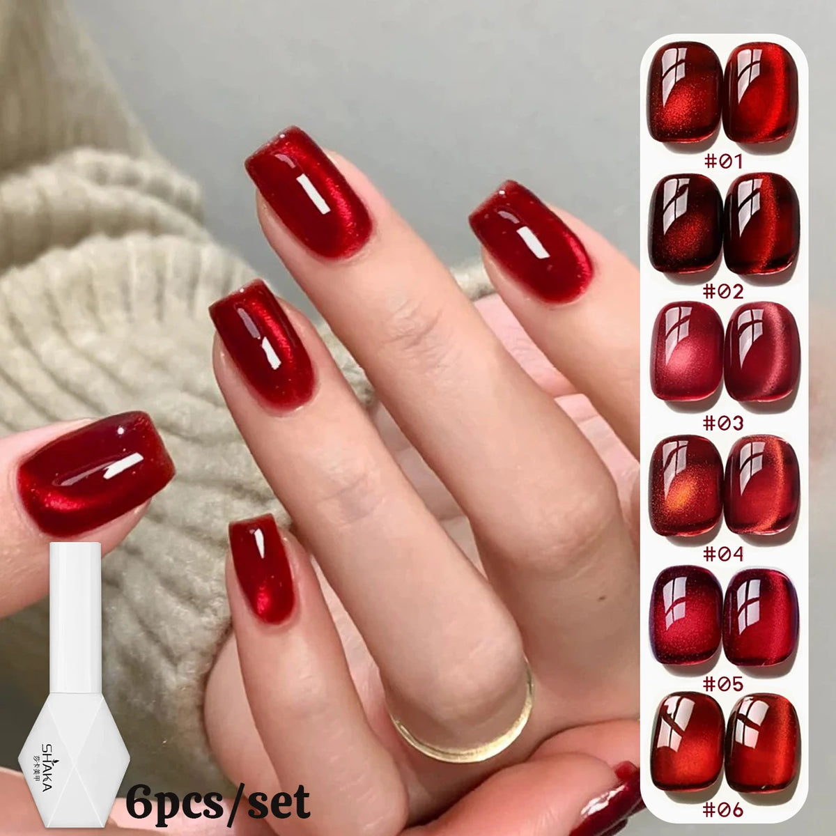 WS 10ML 6 Colors Shine Red Winter Christmas Cat Magnetic Gel Nail Polish Sparkling Glitter Semi Permanent Soak Off UV Gel