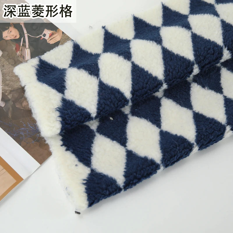 Thickened Short Hair Plush Fabric By The Meter for Needlework Autumn Coat Hoodies Dolls Diy Sewing Cloth Warm Soft Bear Plaid