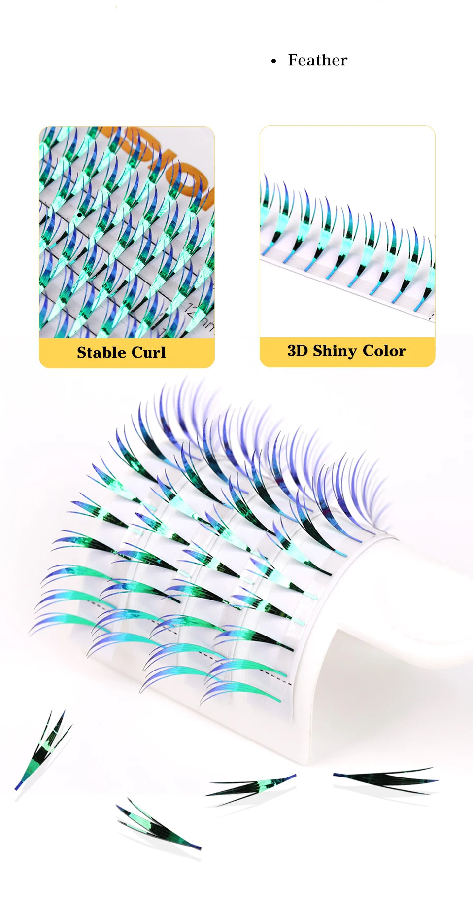 New Fashion Shiny Tinsel Anime Lashes Holographic Manga False Eyelashes Comic Spire Eyelash Extension For Christmas Party Makeup