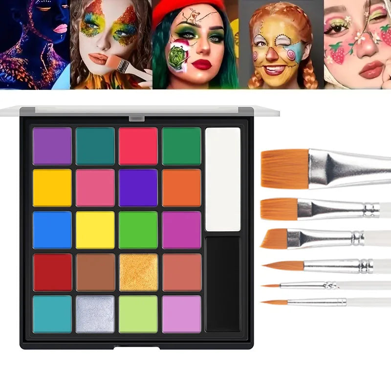 22 Color Face Body Painting Kit for Kids Adults,Face Paint Makeup Palette with Brush,Halloween Carnival Artist Cosplay Art Party