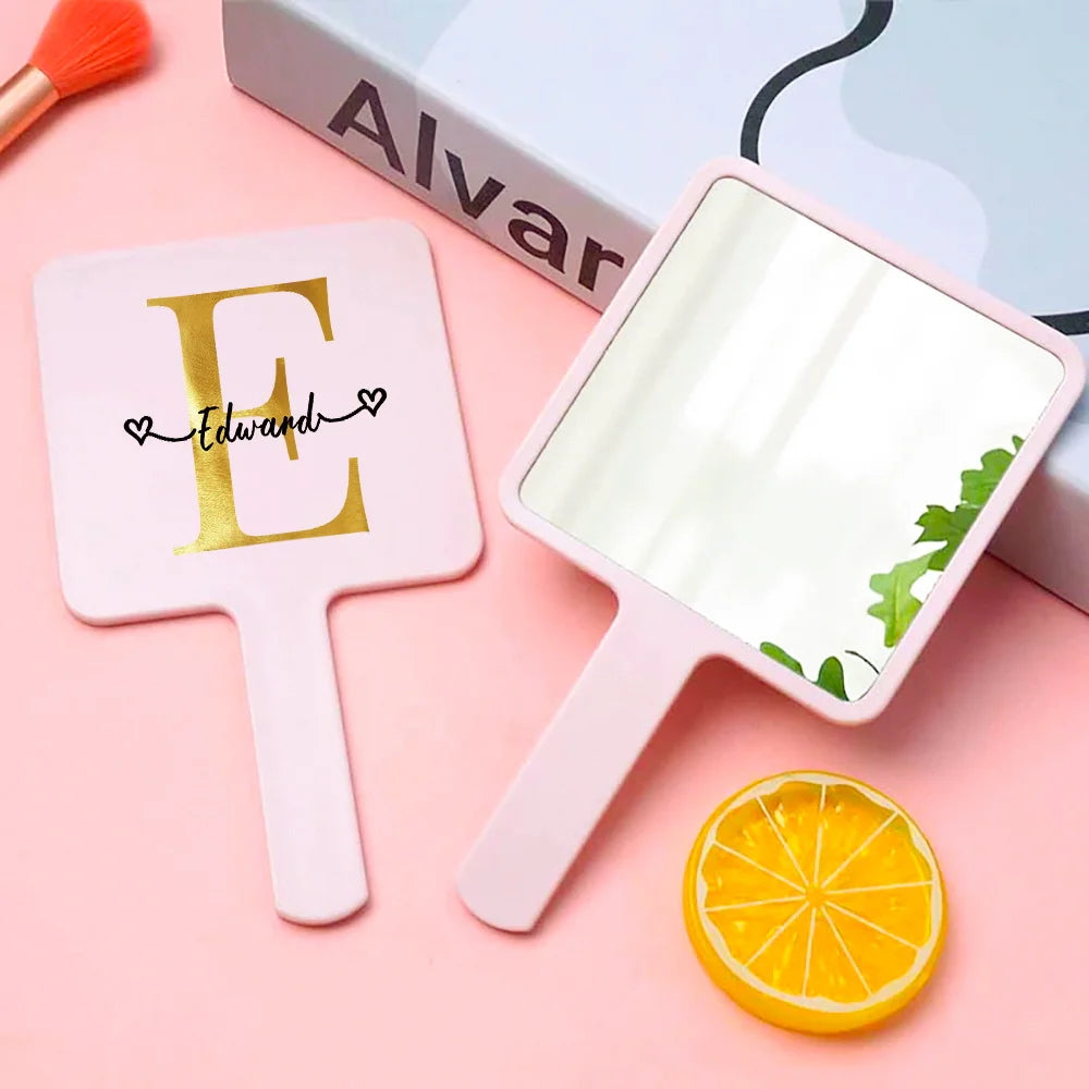Customized Name Handheld Makeup Mirror Portable Vanity Mirror Personalized Compact Mirror Beauty Tools Engraved for Travel Use