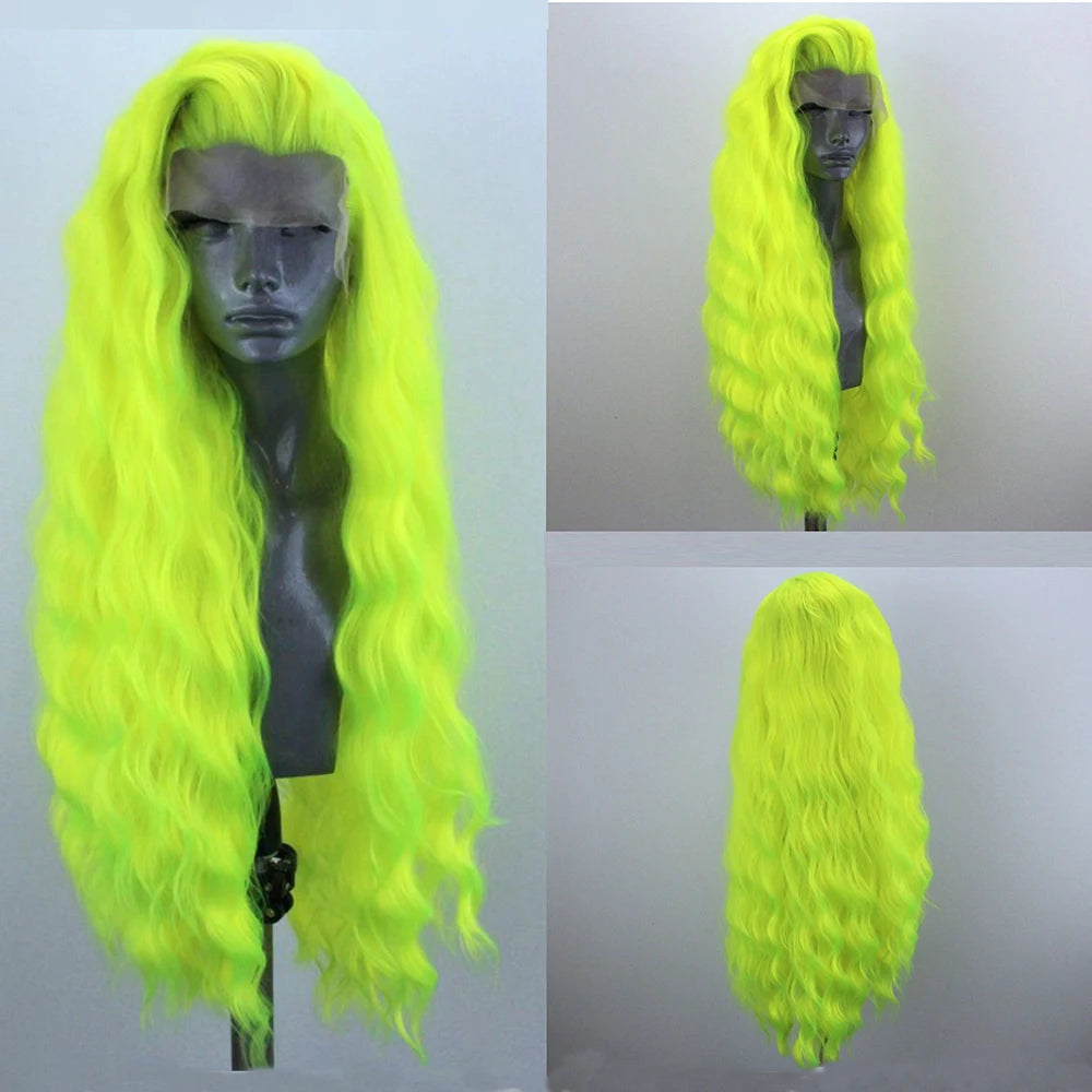 Pastel Pink Natural Wave Wig Synthetic Lace Front Wigs For Women Long Loose Curl Lace Hair Heat Resistant Cosplay Light Pink Wig