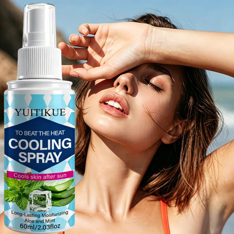 YUITIKUE Cooling Spray, Refreshing Aloe Mint Mist, After Sun Skin Moisturizer for Summer Outdoor Daily Body Skin Care