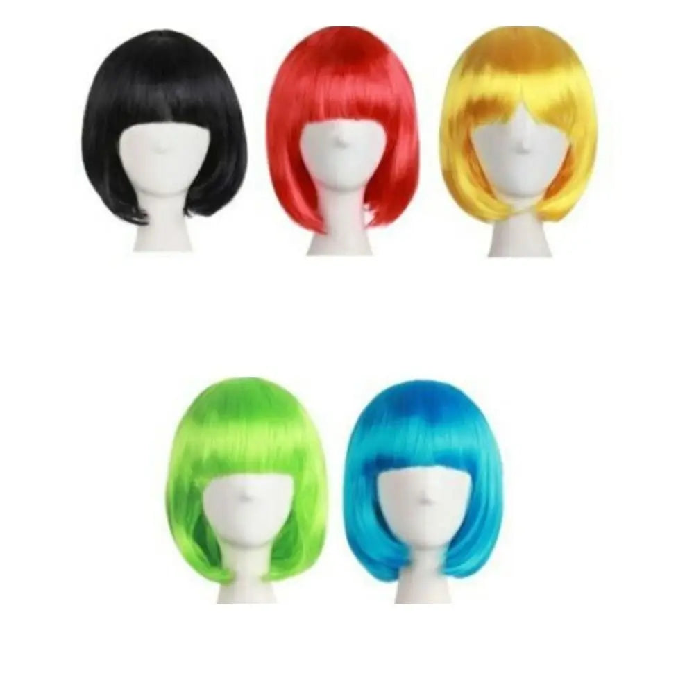 Multiple Color Fashion Full Wig Short Straight Hair Bob Wig Synthetic Hair Customized Synthetic Lace Headgear