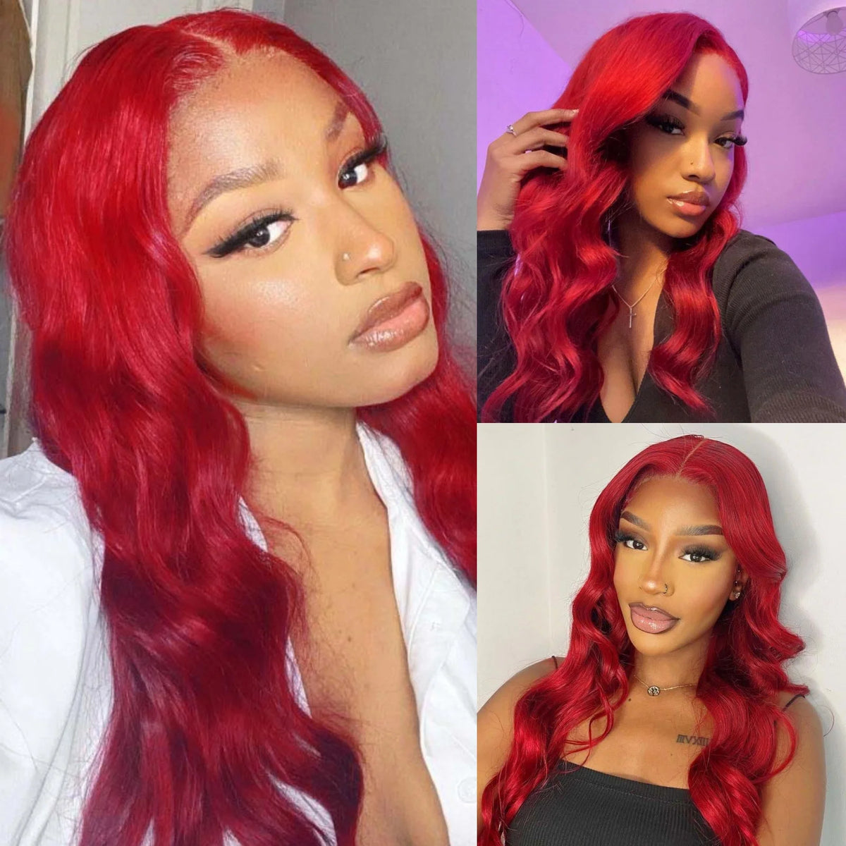 Dark Red Wig Natural Curly Long Wavy Synthetic Middle Part Loose Deep Wave 13X4 Lace Front Wigs for Women Daily Party Cosplay