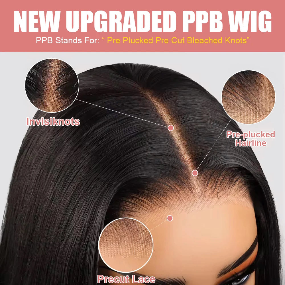 Transparent Lace Frontal Wigs Human Hair 250 Density 13x6 Short Bob Wig Burmese Bone Straight Bob Wigs Pre Plucked 13x4 Lace Front Wigs 14 16 inch For Women