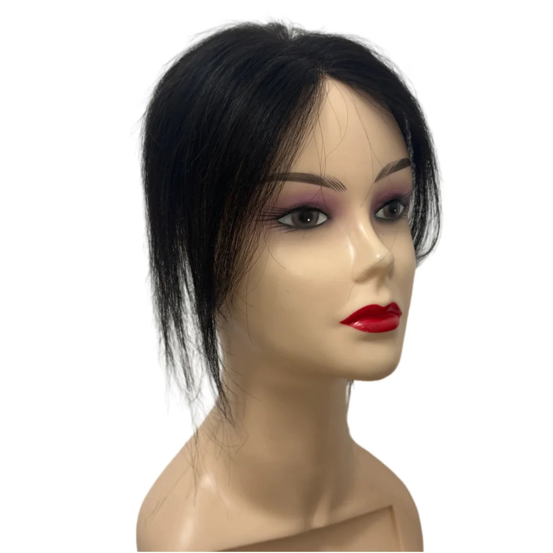 7x11cm Ultra-Thin Mesh Hair Toppers Clip-In Bangs Human Hair Fluffy Volumizing Cover Gray Hair Invisible Natural Women Daily
