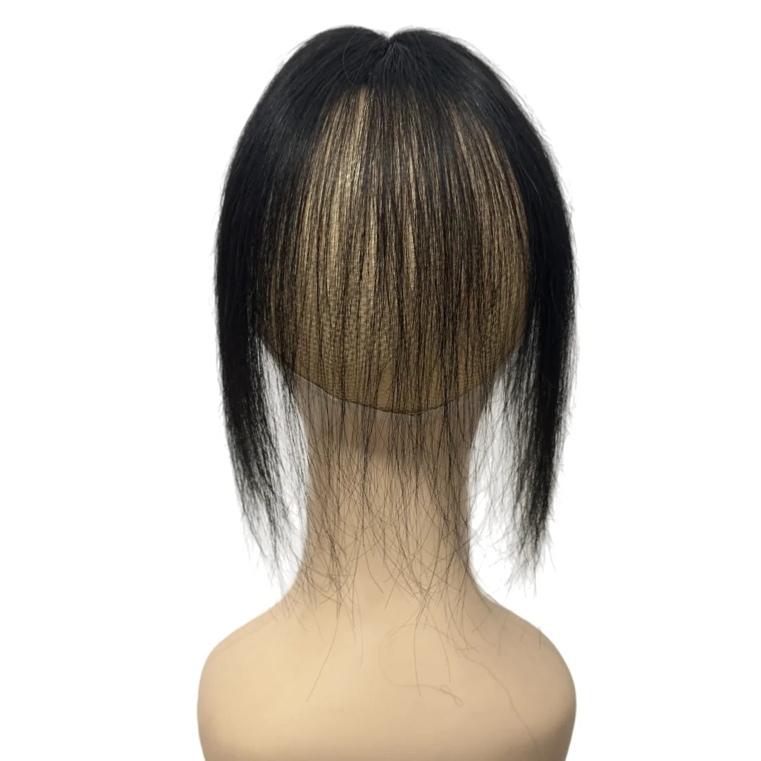 Invisible Human Hair Topper With Bangs Magic Tape Design Handmade Forehead Hairline Lace No Clips Bangs New Style