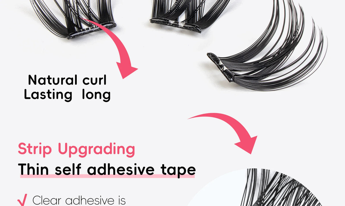 Vipuda Self Adhesive Cluster Lashes Press on No Glue Needed Segmented Eyelashes Reusable DIY Individual Eyelash Extension