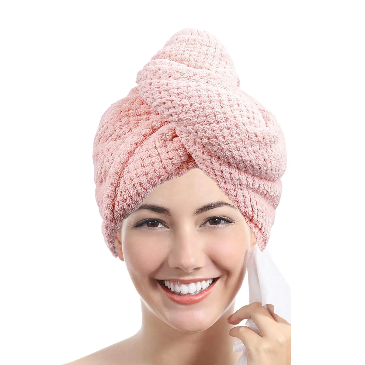 Solid Color Hair Dry Turban Towel Wraps Quick Drying Dry Hair Cap for Women Lightweight Comfortable Home Bathroom Shower Use