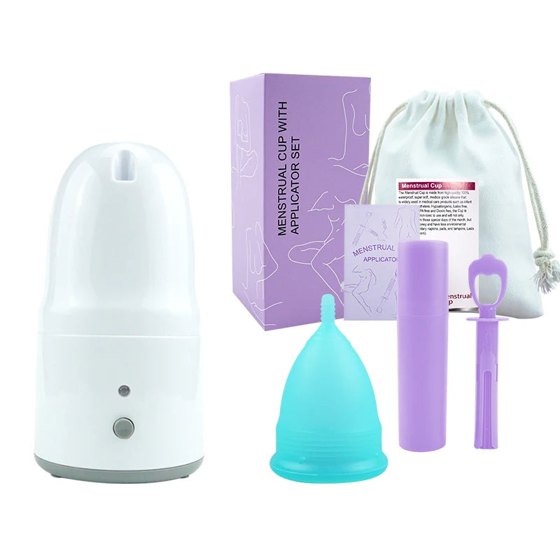 Certified Cup Kit Steam Sterilizer Applicator Reusable Soft Silicone Lady Cup Sterilization Women Health Care Feminine Hygiene