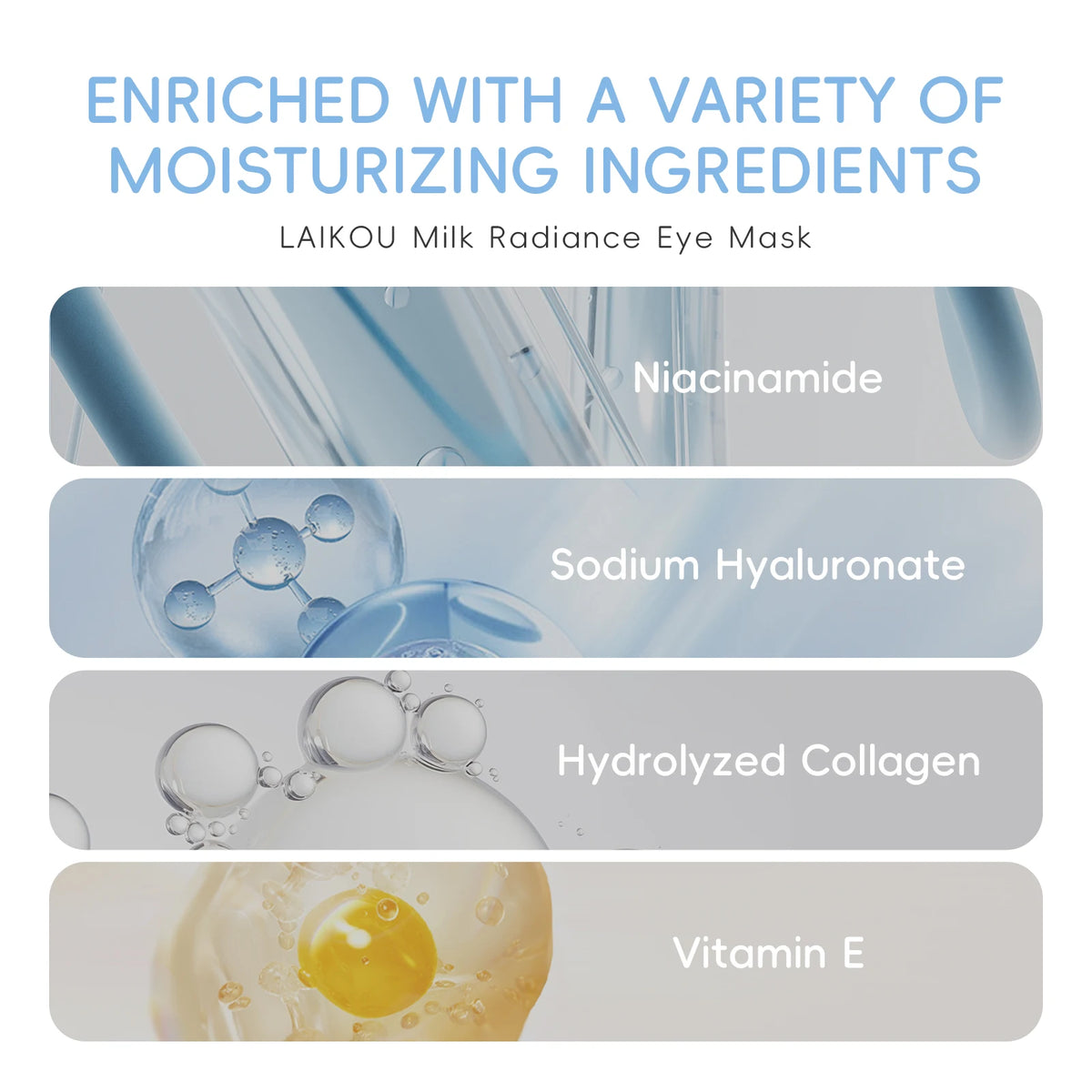 LAIKOU Milk Radiance Eye Mask 50 Pieces 70g Firming Nourishing Hydrating Collagen Under Eye Patches