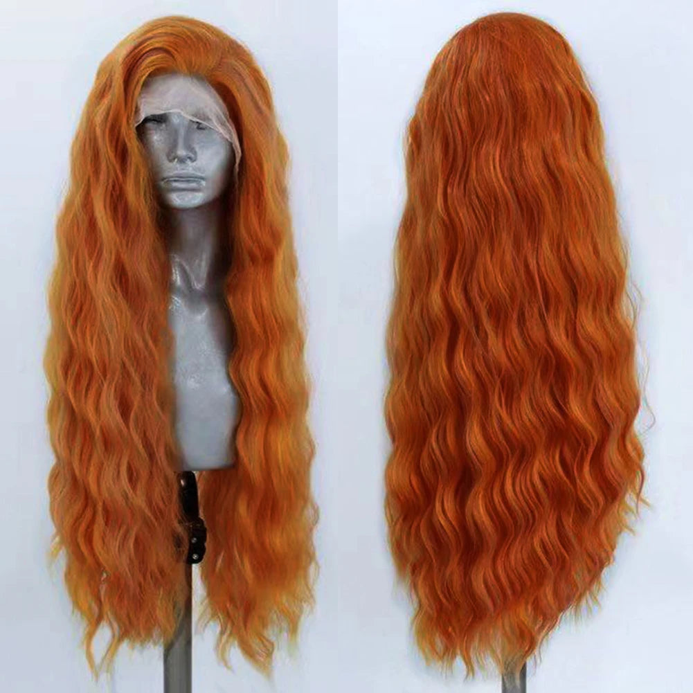 AIMEYA Platinum Wigs for Women Mix Blonde Synthetic Lace Front Wig Black Long Natural Wave Synthetic Hair Wig Daily Use Cosplay