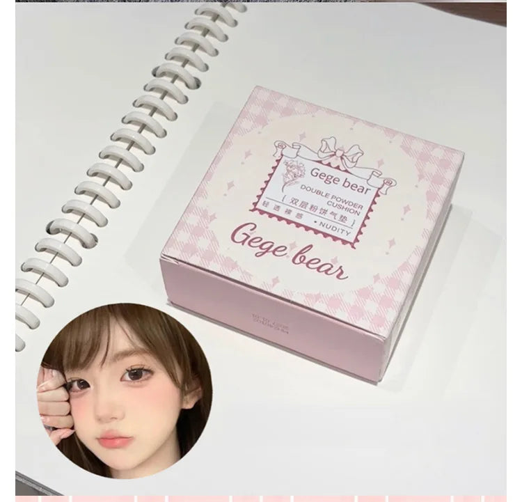 2 in 1 Double Layer Powder Cushion Clear Natural Lasting Brightening Gege Bear Makeup Concealer Loose Powder Cushion Cream