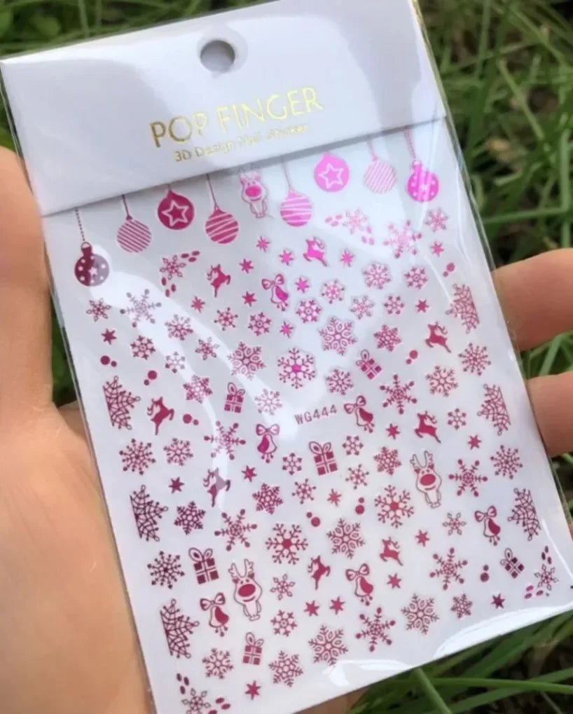 5D White Snowflakes Embossed Nail Art Stickers Winter Charm Decals Self Adhesive Christmas New Year Slider Decoration Manicure