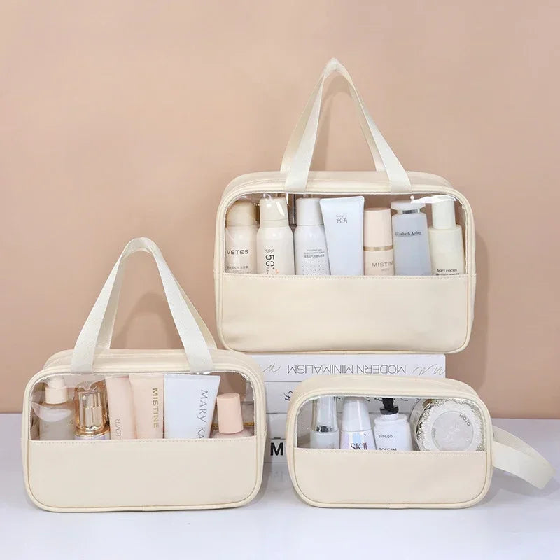 Women's Clear Makeup Bag Portable Travel Cosmetic Bag Large Capacity Bath Bag Multifunctional Waterproof Storage Compartment